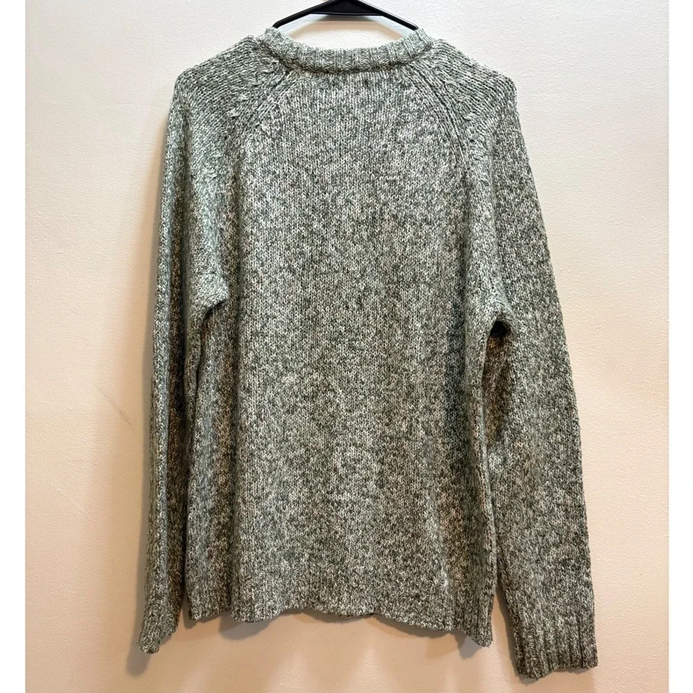 Zara Man Sweater Mens M Green Speckled Crew Neck Textured Knit Pullover Sweater